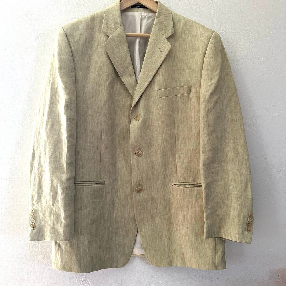 Calvin Klein 100% Linen Sports Coat Blazer Jacket Size 42R 3 Button